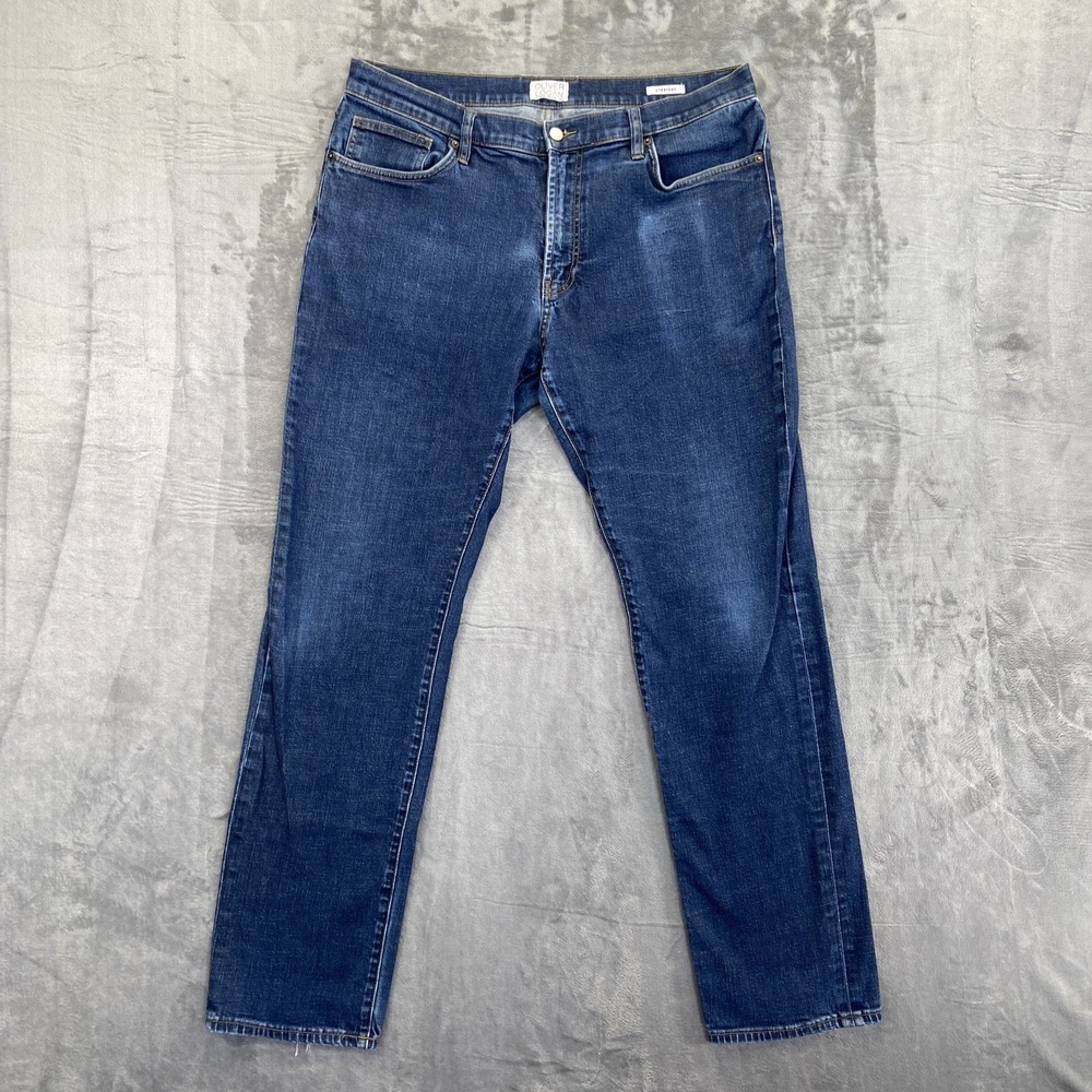 Oliver Logan‎ Straight Jeans Men's Size 36x34 Dark Wash Blue Denim